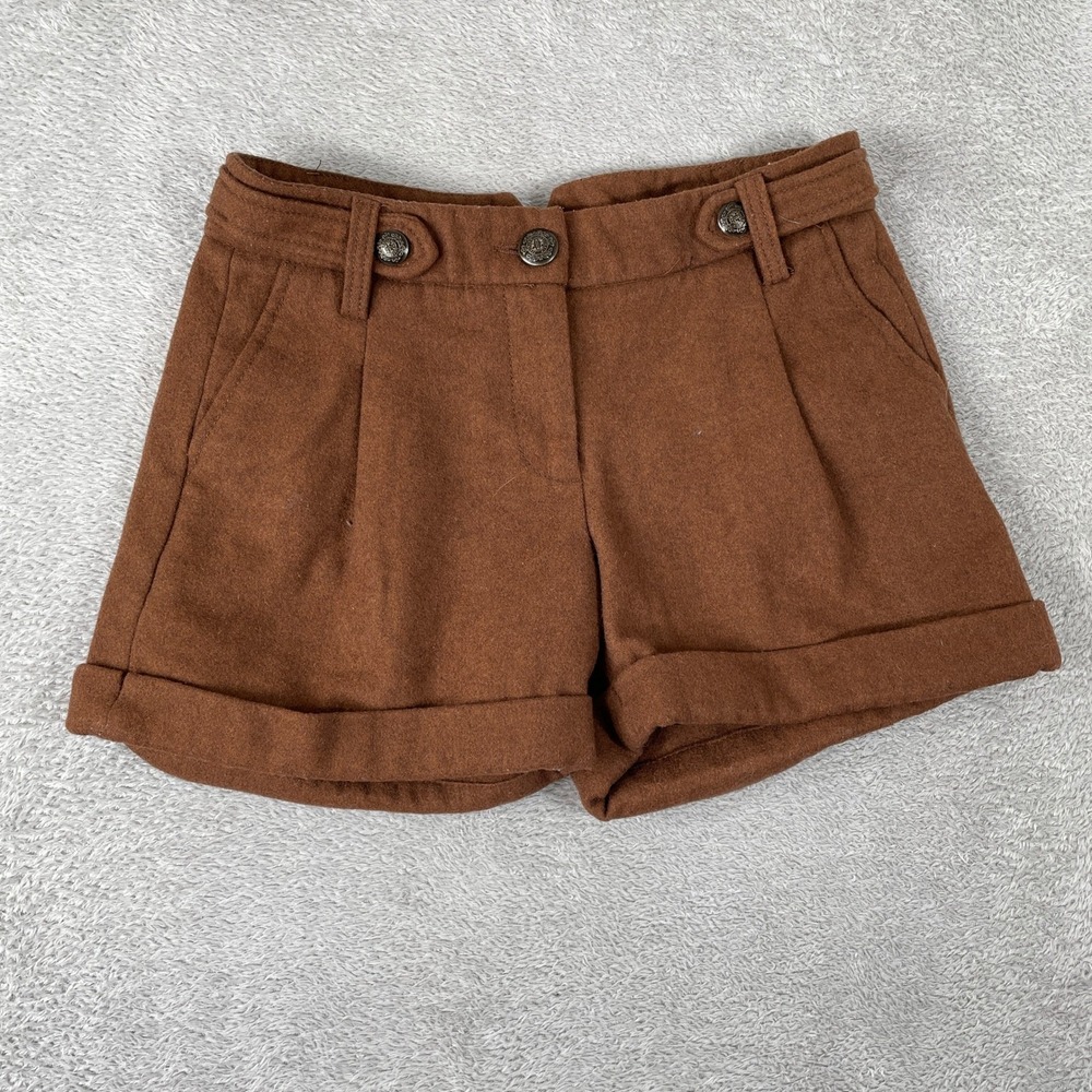 Sanctuary Shorts Womens 26 Brown Wool Blend Pleated Cuffed Academia Preppy